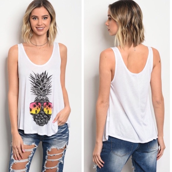 Tops - S Left Pineapple Graphic Tank
